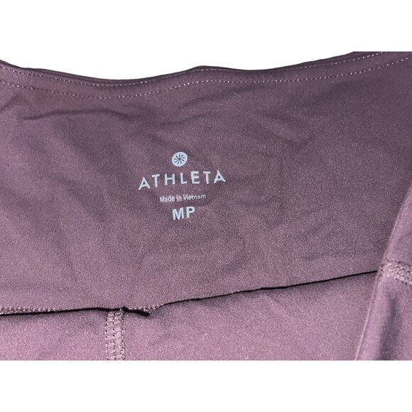 Athleta Sheer Leg Panel Workout Active Leggings Sz Medium Petite Womens Purple P - Picture 5 of 9